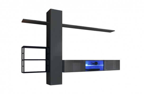 Woonkamer meubels Woonwand 270 cm Wandkast Inrichting Grijs Luxe Wandrekken
