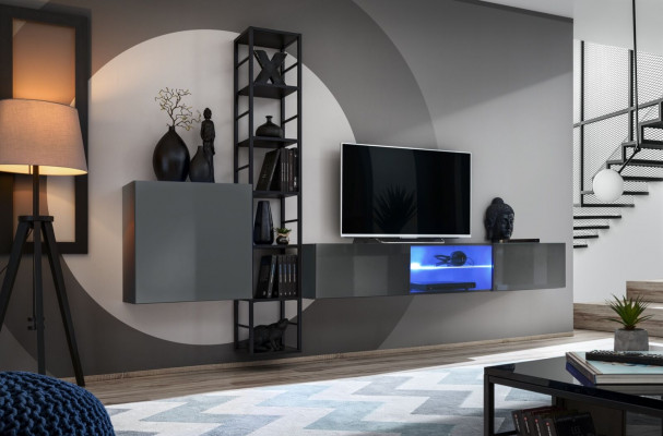 Woonkamer meubels, houten wandmeubel, inrichting, tv-standaard, compleet nieuw meubilair.