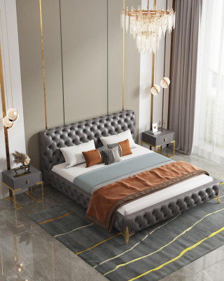 Chesterfield bed gestoffeerd design luxe dubbele hotelbedden luxe hotel nieuw