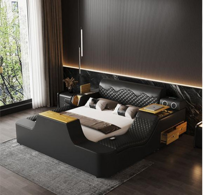 Tweepersoons luxe lederen bedmassage gestoffeerde bedden Moderne hotel bluetooth