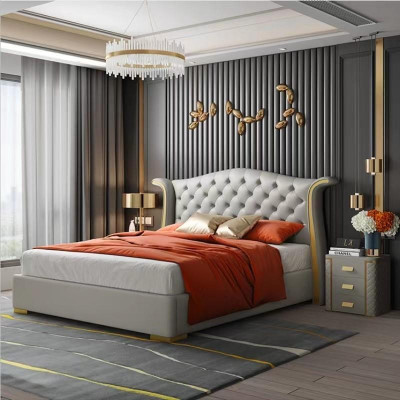Luxe bedden van leer 180x200 slaapkamerbed planken Chesterfield