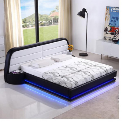 Modern houten bedframe bedframe bedframes met lattenbodem tweepersoonsbed LED 269cm