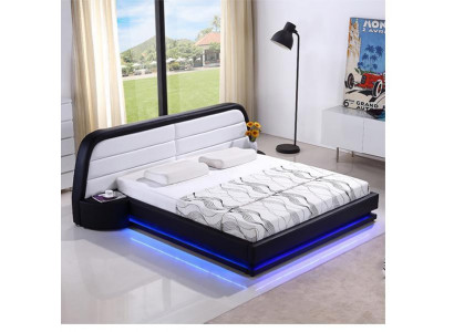 Modern houten bedframe bedframe bedframes met lattenbodem tweepersoonsbed LED 269cm