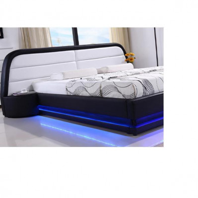 Modern houten bedframe bedframe bedframes met lattenbodem tweepersoonsbed LED 269cm