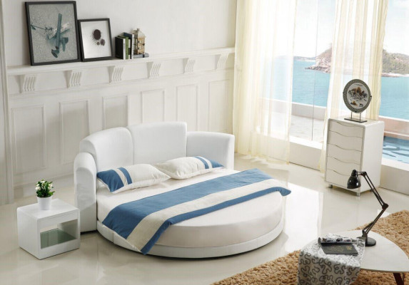 Designer bedden gestoffeerd bed rond bed 200x200 huwelijksbed tweepersoonsbed LED