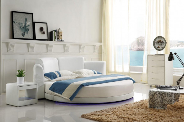 Designer bedden gestoffeerd bed rond bed 200x200 huwelijksbed tweepersoonsbed LED