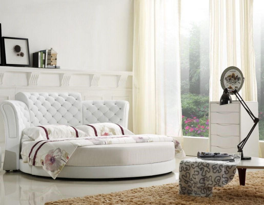 Rond bed Rond design Bedden Leder Dubbel Luxe Hotel Frame Slaapkamer