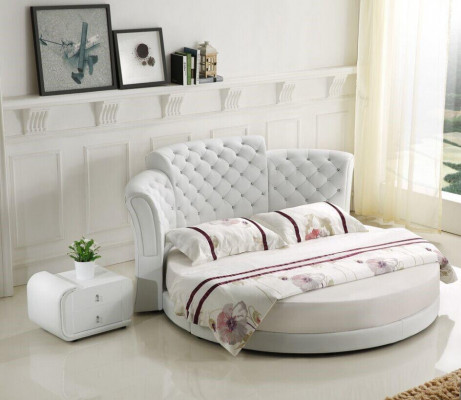 Rond bed Rond design Bedden Leder Dubbel Luxe Hotel Frame Slaapkamer