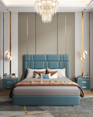 Slaapkamerset Designer Luxe Groep Garnituur Nieuw Bed 2x Nachtkastje 3-delig.