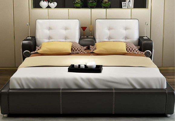 Multifunctioneel bed, tweepersoonsbed, modern bedframe, bedden 180 x 200 cm.