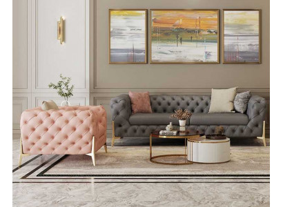 Bankstel 3+1 zitter set designbanken gestoffeerd leder relax moderne meubels