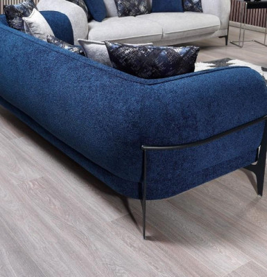 Moderne bankstel Luxe bankstellen Driezits fauteuil Blauw Zitmeubels 3-delig