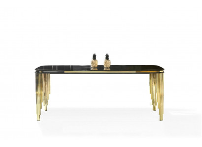 Eetkamermeubels Eettafel Roestvrijstalen tafel Gouden houten meubels Zwart Modern