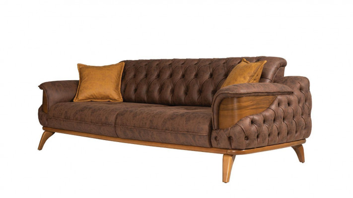 Dries zits bank Luxe Zitter Chesterfield Leer Bruin Ontwerp Woonkamer