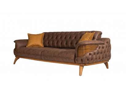 Dries zits bank Luxe Zitter Chesterfield Leer Bruin Ontwerp Woonkamer