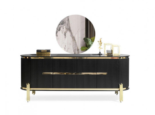 Modern dressoir van roestvrij staal meubels dressoir kast kast zwart nieuw.