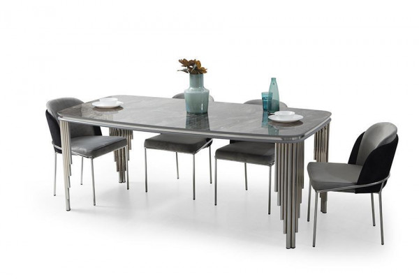 Moderne eetkamermeubels Luxe eethoek Eettafel Eetgroep Stoelen Wit 5-delig