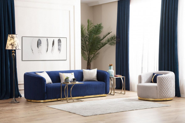 Moderne bankstel Driepersoons Fauteuil Roestvrijstalen meubel Luxe set Ontwerp