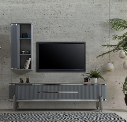 TV-standaard RTV Lowboard planken dressoir tafel Modern Grijs Luxe Nieuw