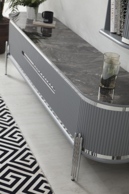 TV-standaard RTV Lowboard planken dressoir tafel Modern Grijs Luxe Nieuw