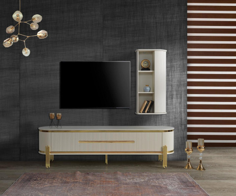 TV-standaard RTV Lowboard wit Tafel Hout Modern Woonkamer Sideboard
