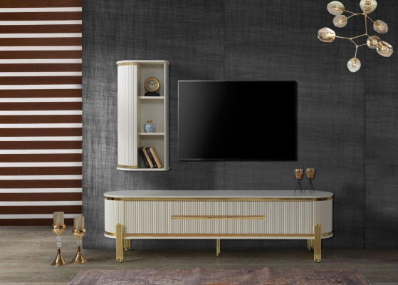 TV-standaard RTV Lowboard wit Tafel Hout Modern Woonkamer Sideboard