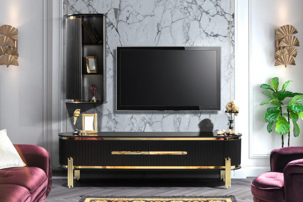 Modern lowboard luxe RTV tv-standaard woonkamermeubilair zwart goud