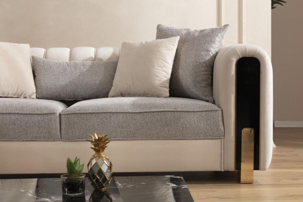 Witte driezits luxe bank Modern roestvrijstalen design Woonkamer meubels