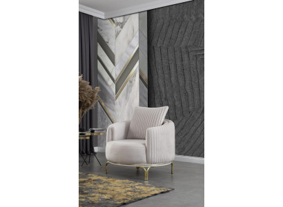 Luxe fauteuil wit éénpersoons woonkamermeubel van polyester en roestvrij staal.