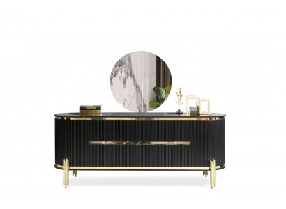 Modern dressoir van roestvrij staal meubels dressoir kast kast zwart nieuw.