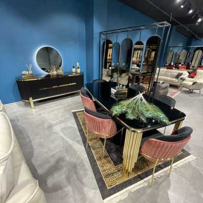 Modern dressoir van roestvrij staal meubels dressoir kast kast zwart nieuw.