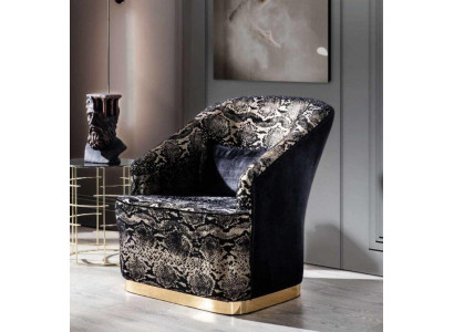 Moderne luxe fauteuil met hoge rug, eenzitter, woonkamermeubilair, roestvrij staal.