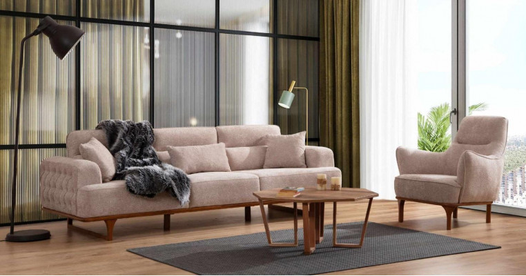 Beige bankstel driezitter fauteuil luxe fauteuil Beige moderne meubels