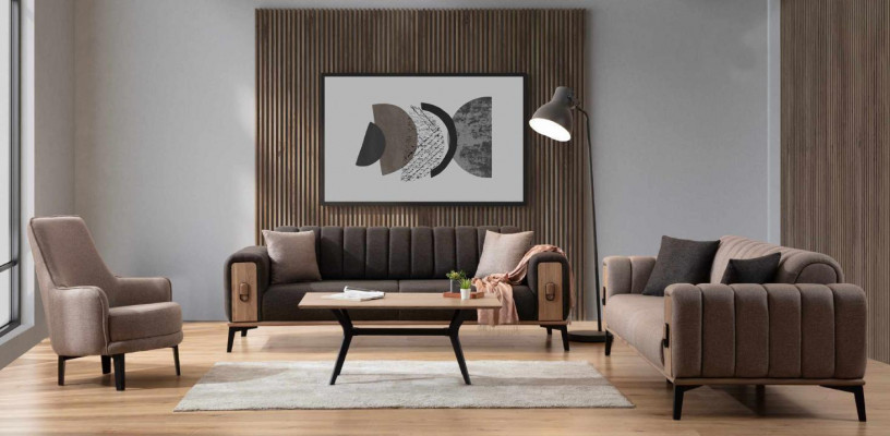 Moderne bankstel Driedelige set Fauteuil Stoffering Luxe bankstellen Meubels
