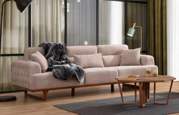 Beige bankstel driezitter fauteuil luxe fauteuil Beige moderne meubels