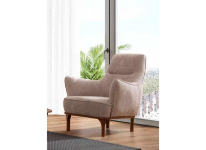 Moderne fauteuil Cocktails fauteuil Oorfauteuil Design meubels Beige houten meubels