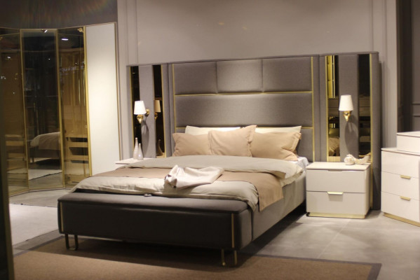 Luxe slaapkamerset Bed + 2x nachtkastjes Dressoir Kledingkast Hout Nieuw