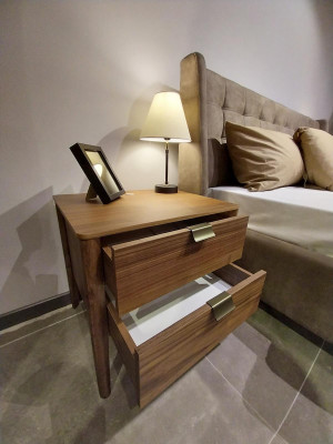 Designer Slaapkamer Set Luxe Bed 2x Nachtkastje Hout Volledig nieuw 3-delig.
