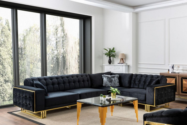 Ontwerper 3-delige woonkamerset hoekbank L-vorm + 3 + 1 zits luxe hoekbank