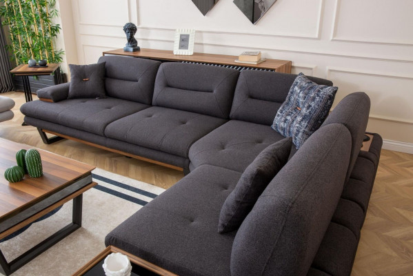 Stille hoekbank L-vorm Grijs Luxe in woonkamer Design hoekbankstellen Banken