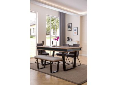 Complete eetset Eettafel 4x Stoelen Eethoek Bank Eettafel Tafel 6-delig.
