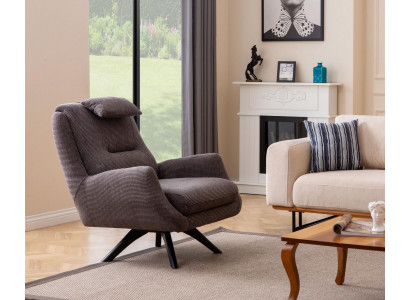 Ontwerper Fauteuil Bekleding Textiel Modern Bekleding Bruin Moderne Club Lounge