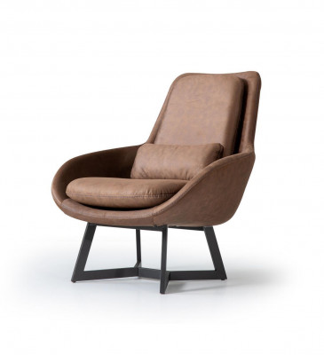 Designer fauteuil 1-zits kunstleer bankstoel gestoffeerde fauteuil design bruin
