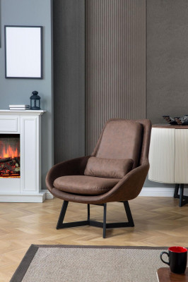 Designer fauteuil 1-zits kunstleer bankstoel gestoffeerde fauteuil design bruin