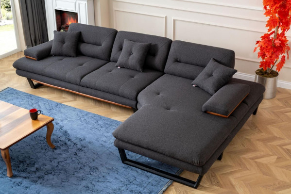 Ontwerper grijs hoekbank L-vorm modern meubilair woonkamer hoekbank sofa.