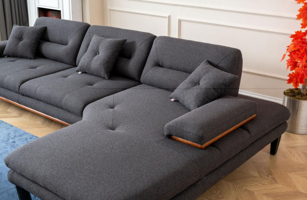 Ontwerper grijs hoekbank L-vorm modern meubilair woonkamer hoekbank sofa.