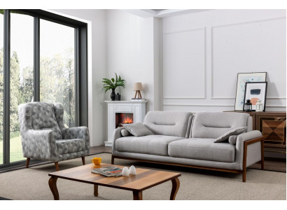 Set 2-delige woonkamersofaset Driepersoonsbank Modern Stoel Textiel