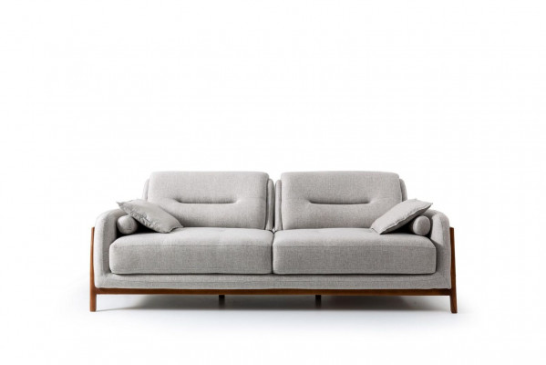 Luxe bank 3-zits bankstel meubels in moderne woonkamer gestoffeerd met textiel.