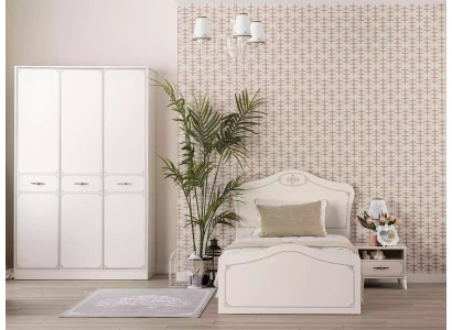 Volledige kinderbed functioneel bed uittrekbaar set 3-delig Hout Wit