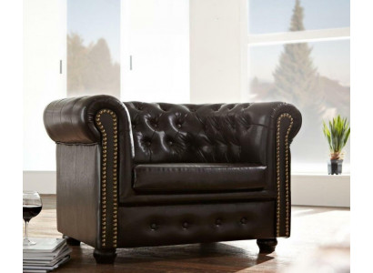 Chesterfield fauteuil tv bank 1-zits bank leer stof bank kussens